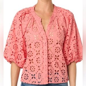 Joe's Jeans Mandarin Collar Puff Sleeve Blouse